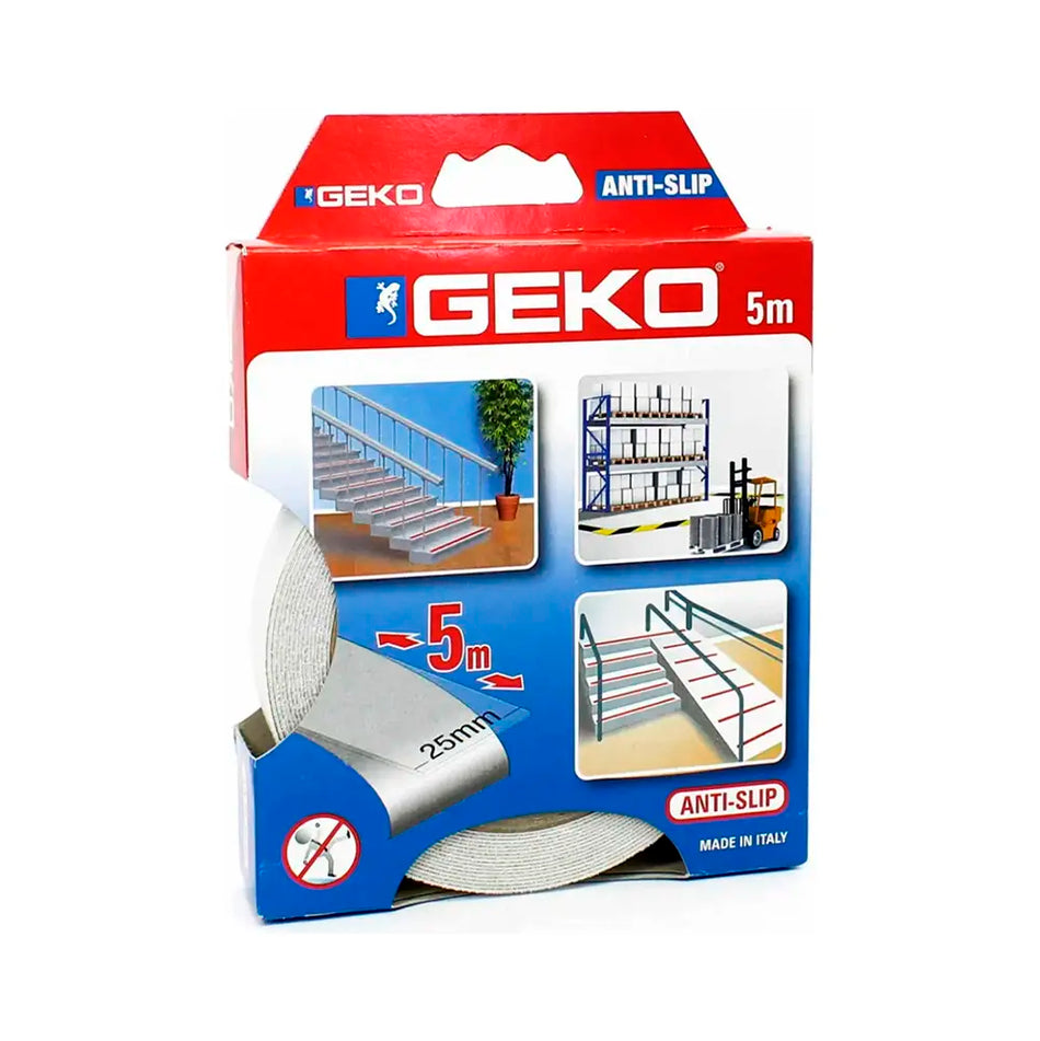 CINTA ANTIDESLIZANTE 25 MM X 5 MTS TRANSP GEKO