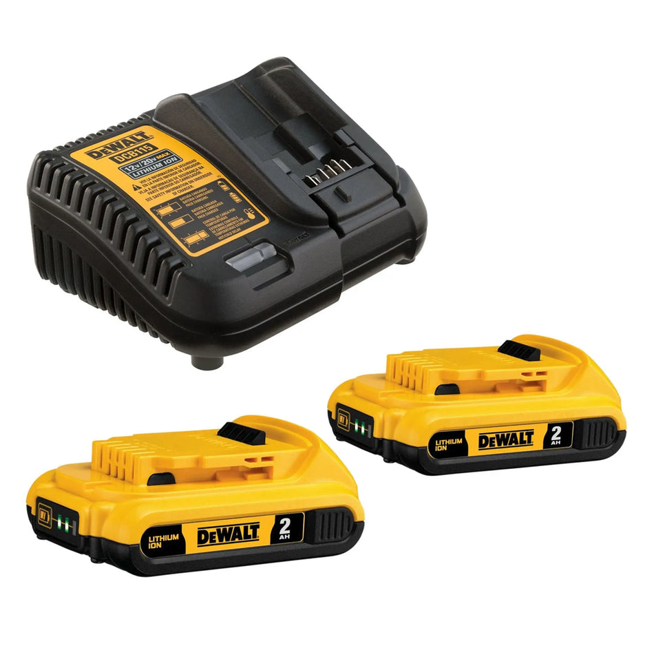 DEWALT 2-BATTERY 2 AMP KIT + 20V CHARGER DCB203C2