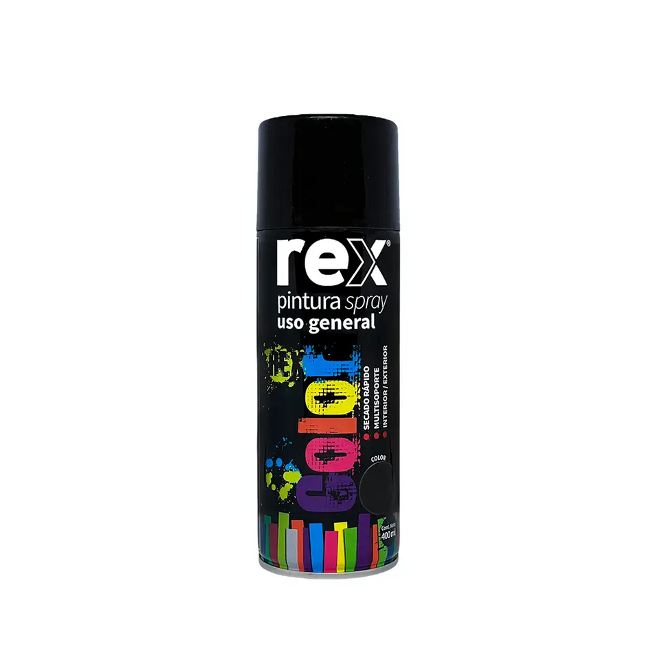 PINTURA SPRAY 400 ML NEGRO BRILLANTE REX