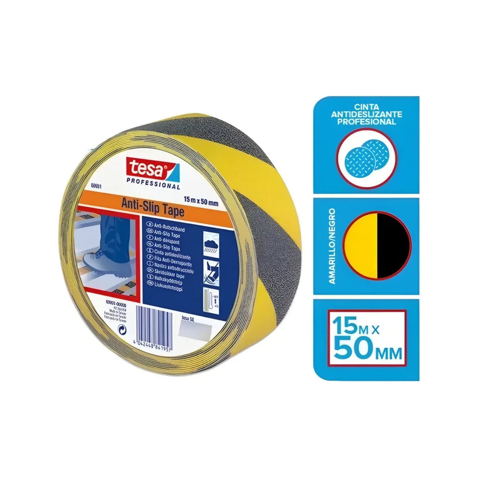 CINTA ANTIDESLIZANTE 50 MM X 15 MTS AMAR/NEGRA TESA
