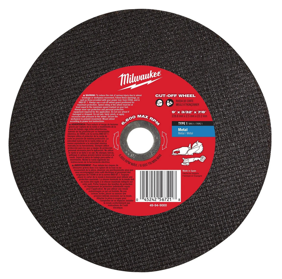 DISCO CORTE 230 X 3/32 X 7/8 49-94-9000 MILWAUKEE