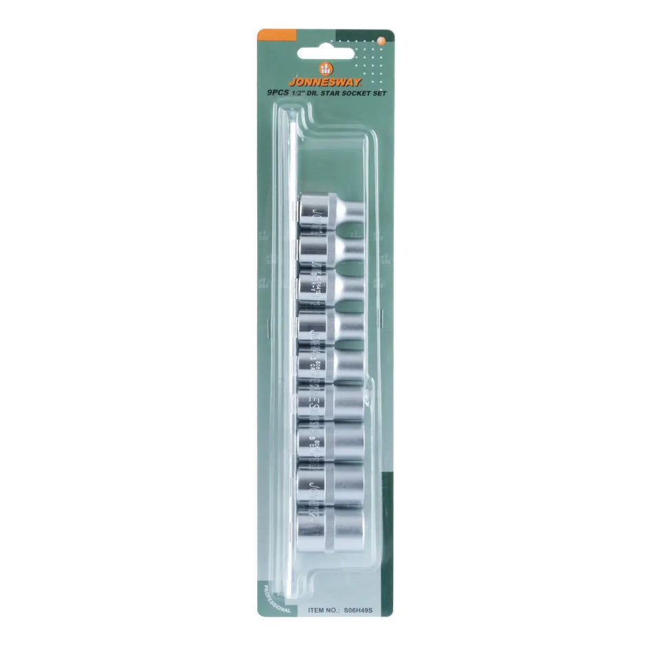 JUEGO DADOS ENC 1/2  9PZ TORX HEMBRA E10-E24 JONNESWAY S06H49S