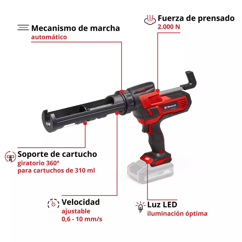 PISTOLA TUBO SILICONA INAL 18V EINHELL S/BAT TE-SG 18/10