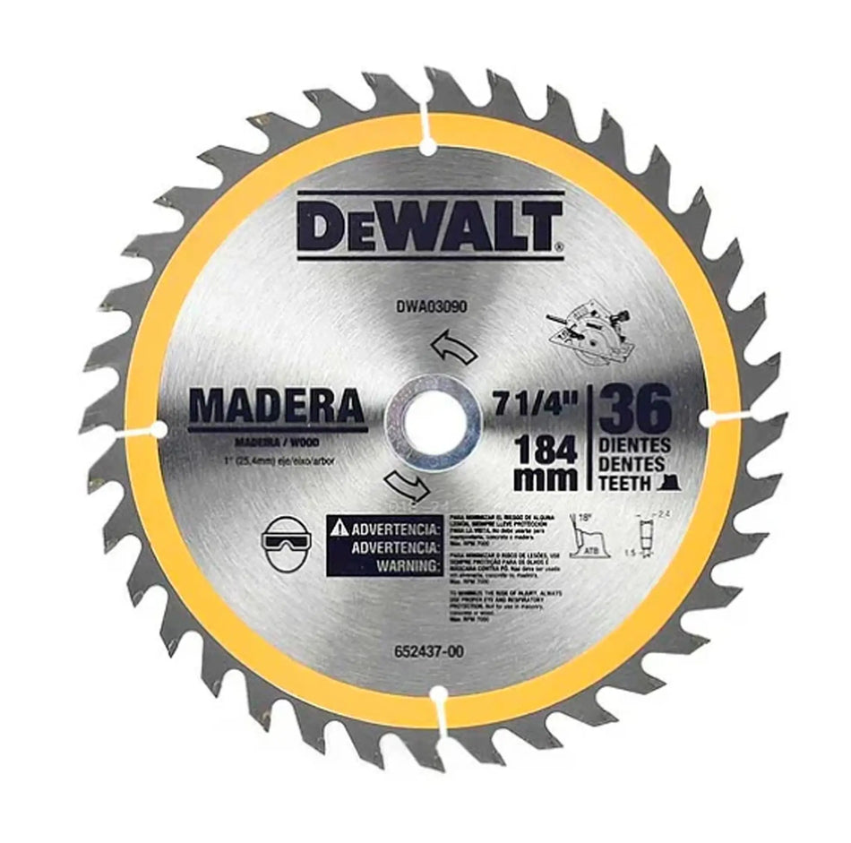 DISCO SIERRA 7.1/4 PULG 36 DT EJE 1'' + 5/8 DWA03090