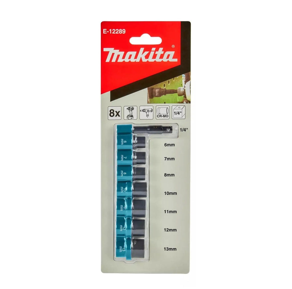 JUEGO DADOS ENC 1/4  8PZ IMPACTO 6-13MM MAKITA E-12289