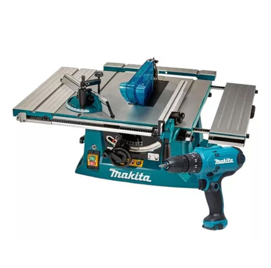 SIERRA DE BANCO 10 PULG + TALADRO PERCUTOR MAKITA MLT100-2