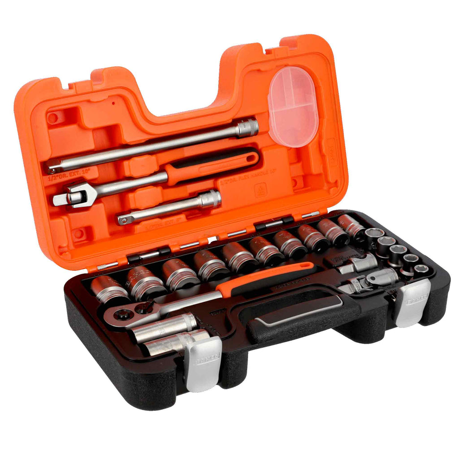 JUEGO DADOS ENC 1/2 3/8 A 1.1/4 PULG 24 PZ BAHCO S240AF