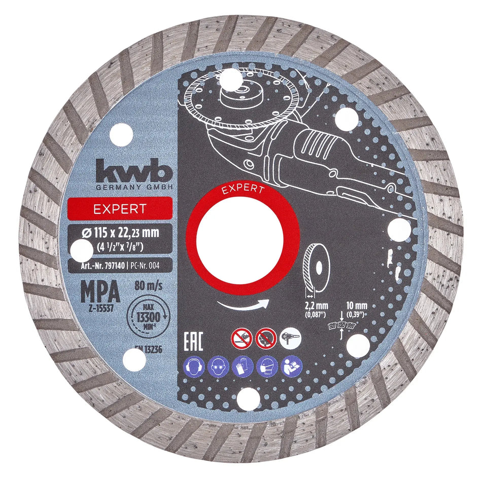 DISCO DIAMANTADO 115 MM TURBO KWB 797140