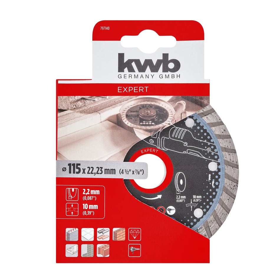 DISCO DIAMANTADO 115 MM TURBO KWB 797140