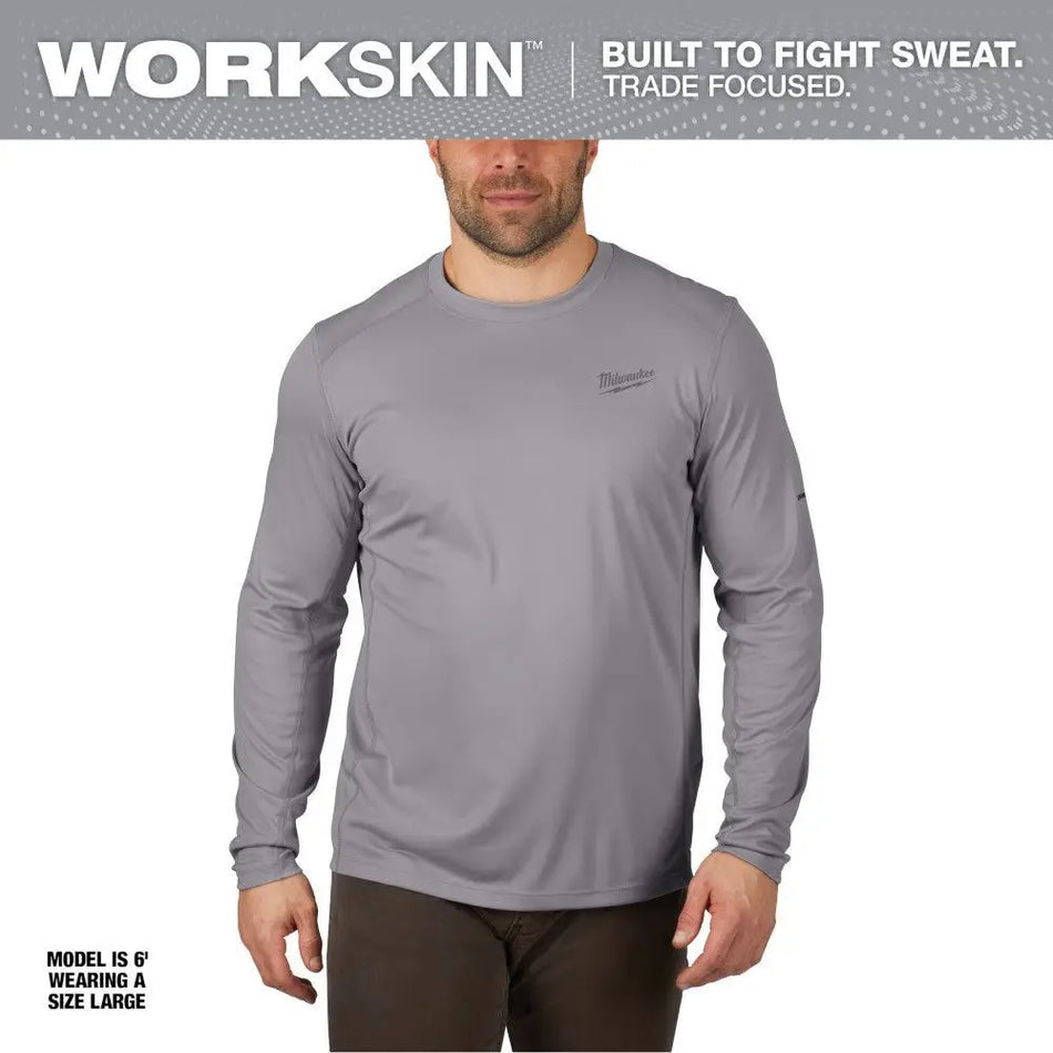 LONG SLEEVE T-SHIRT SZ L GRAY 415G-M MILWAUKEE