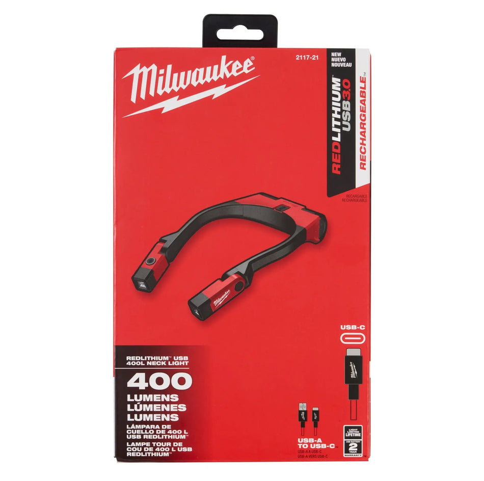LINTERNA 400 LUMENES PARA CUELLO RECARGABLE MILWAUKEE 2117-21
