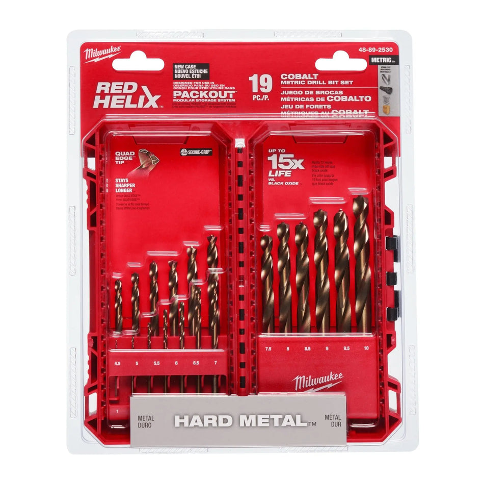 JUEGO BROCAS COBALTO 1-10 MM 19 PZ MILWAUKEE 48-89-2530