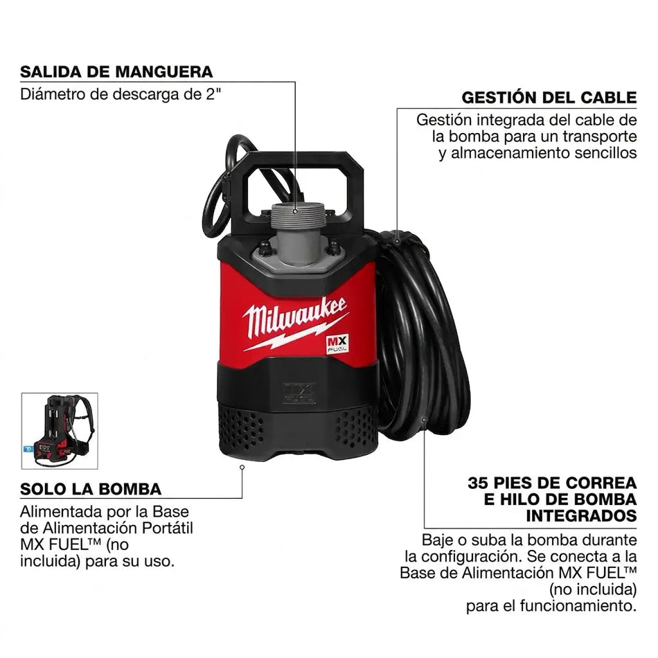MX FUEL 2 HP CORDLESS SUBMERSIBLE PUMP 49-50-1210 MILW